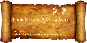 Hankóczy Mátyás névjegykártya