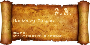 Hankóczy Mátyás névjegykártya